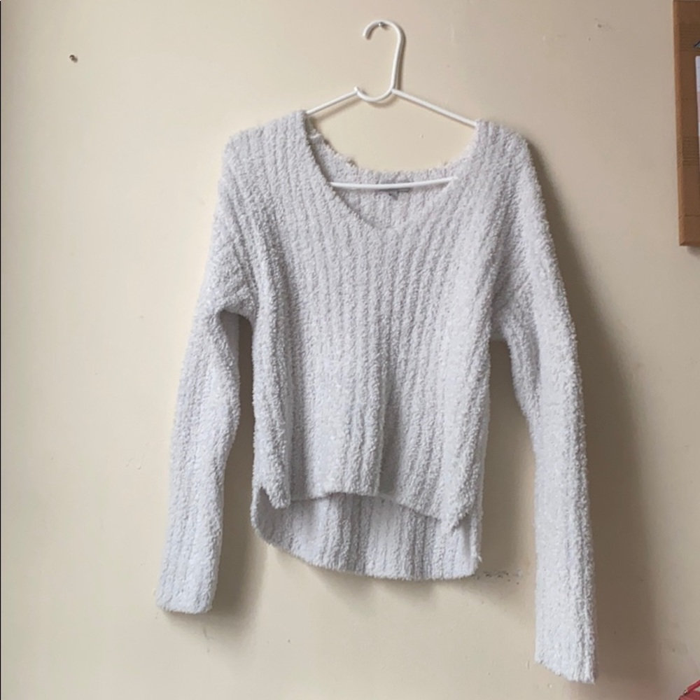White fluffy pullover
